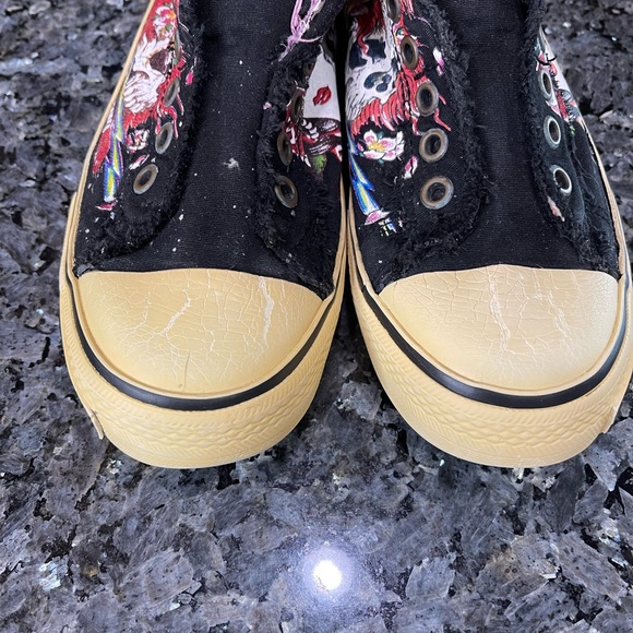 Ed Hardy Black Canvas Sneakers Vintage Y2K Low Rise Laceless Street Size 6 - Picture 9 of 14
